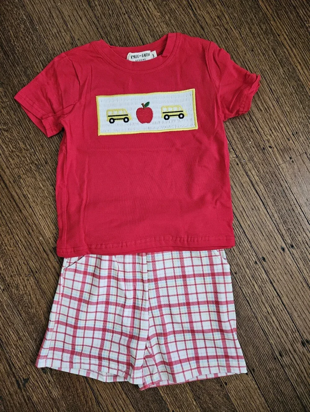 Rylee Faith Designs Boys School Bus Smocked Short Set | Sizes 5